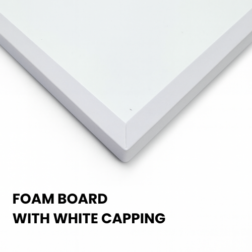 White foam board with white capping on a white background