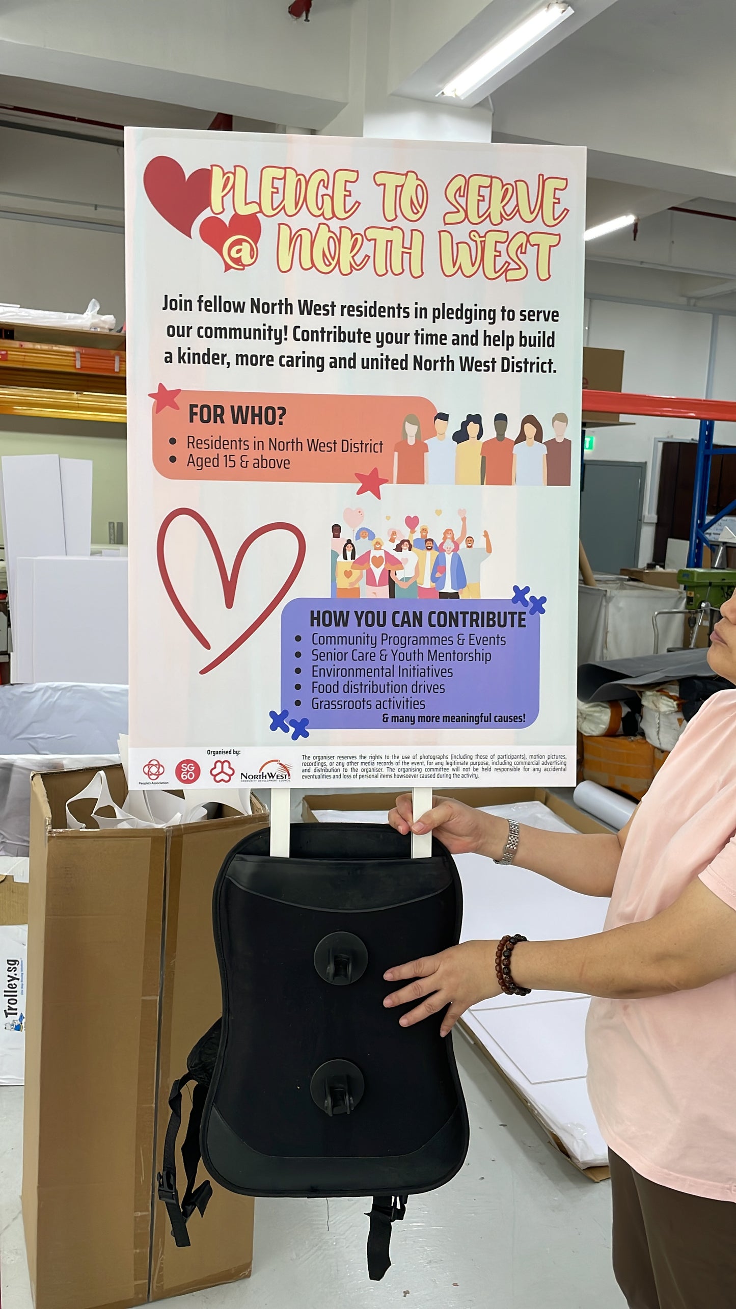 Mobile Backpack Sign for People's Association