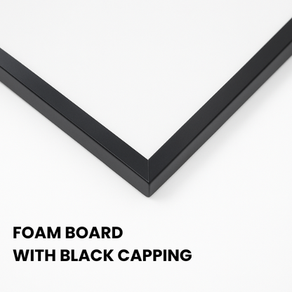 Black framed foam board on a white background with text 'Foam Board with Black Capping'.